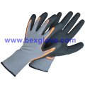 15gauge Nylon / Spandex Liner, revestimiento de nitrilo, guantes de seguridad de micro-espuma